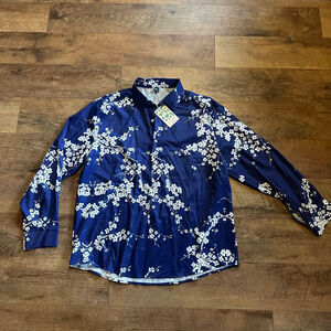 Navy Floral Men's Casual Button Down Shirt